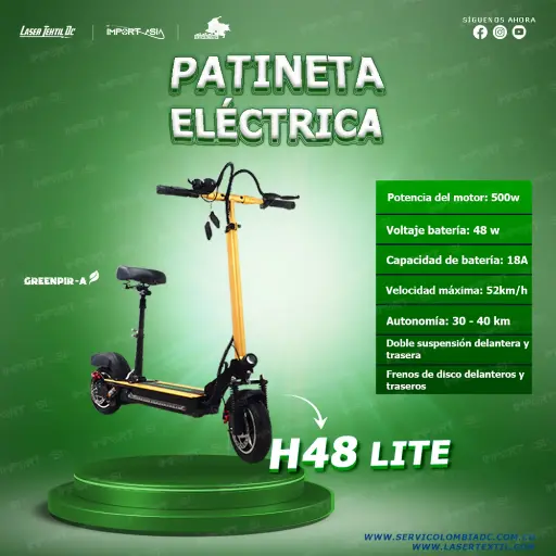 [H48-500W] Patineta Eléctrica Greenpir-A LITE H48 500w