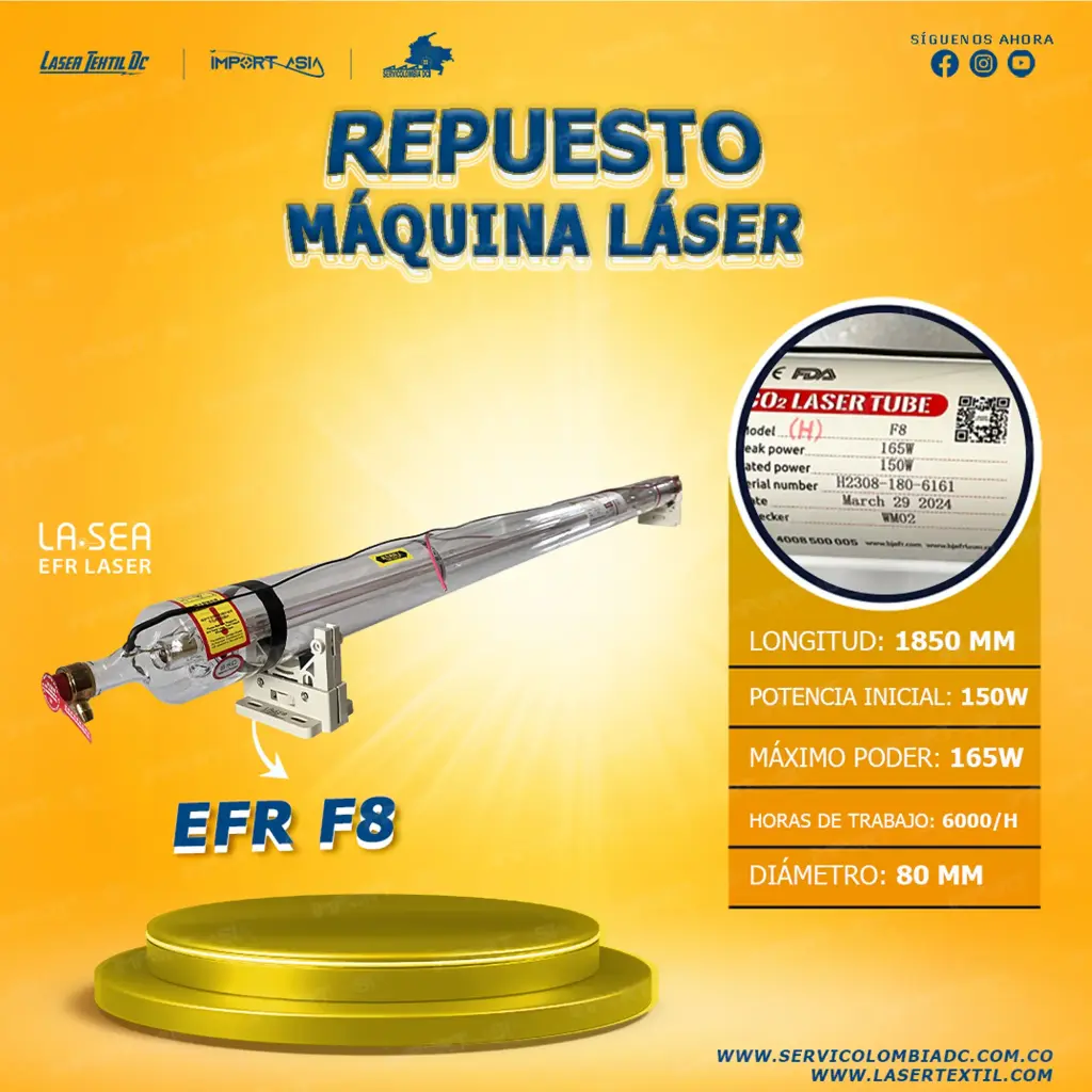 [EFRF8-150W] Tubo láser Co2 EFR F8 150w