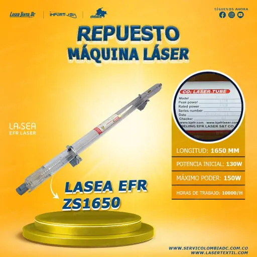 [EFRZS-1650-130W] Tubo láser Co2 130w EFR ZS-1650