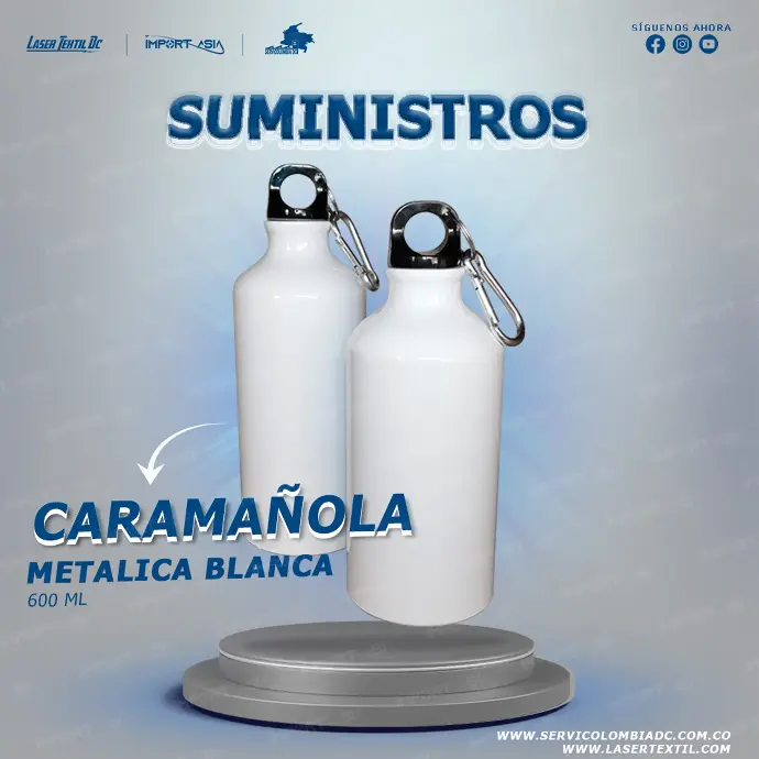 Caramañola metálica blanca 600ml sublimable 