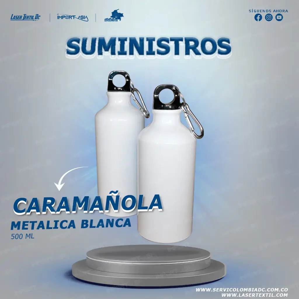 Caramañola metálica blanca 500ml sublimable 