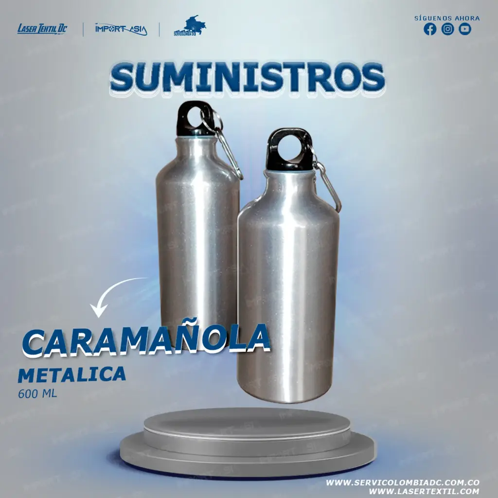 Caramañola metálica plateada 600 ml sublimable