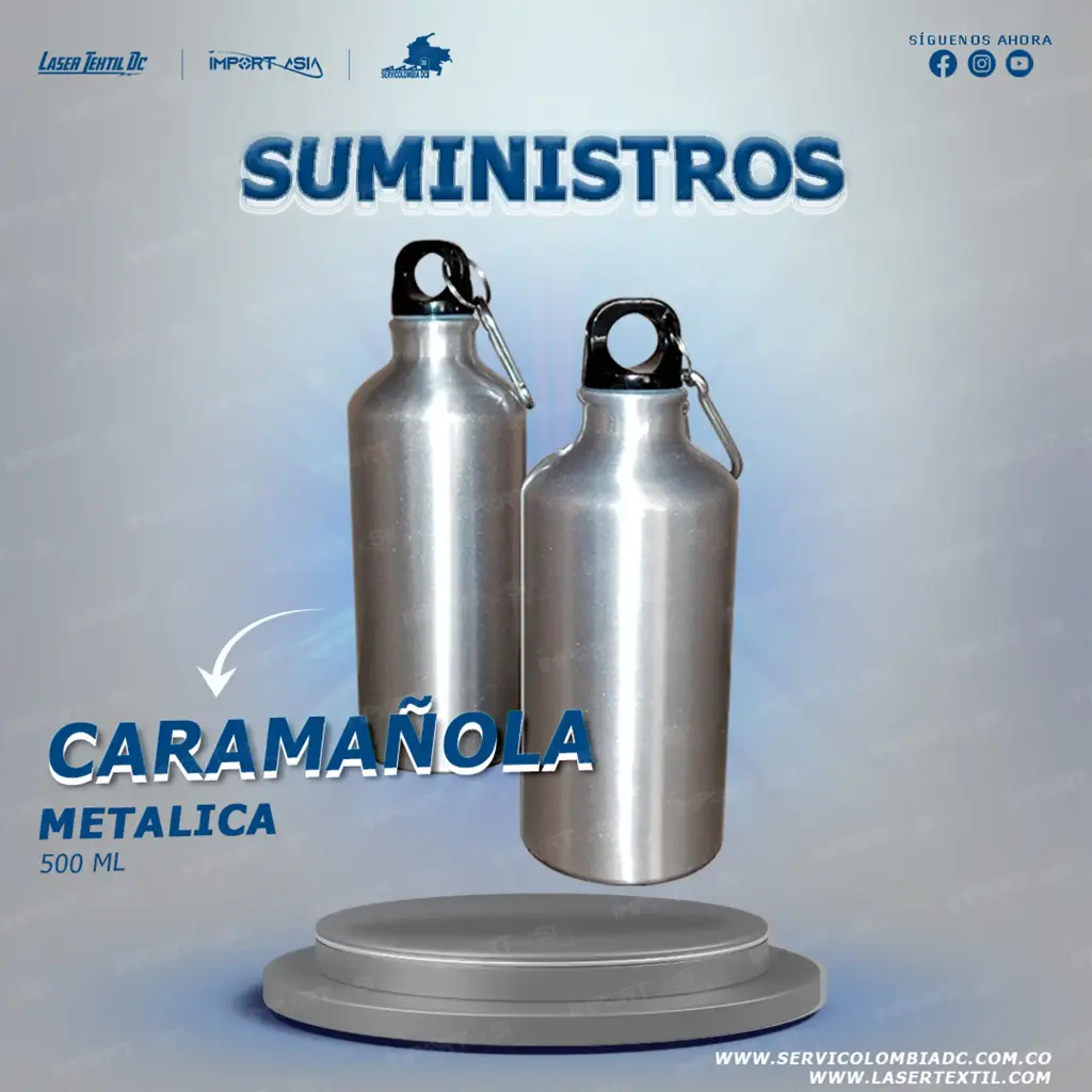 Caramañola metálica plateada 500 ml sublimable