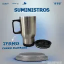 Termo carro metálico plateado y blanco sublimable 450ml 