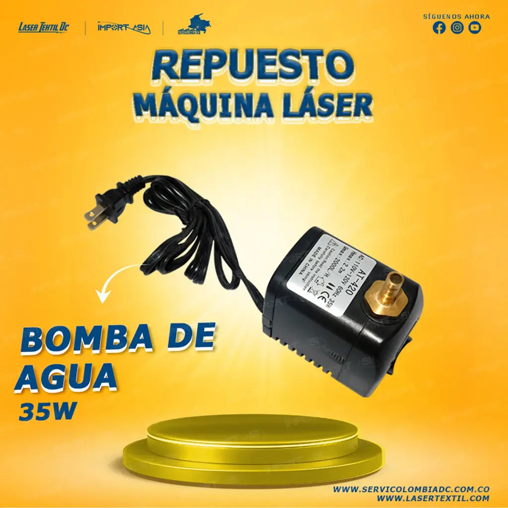 Bomba de agua 2000 l/h para tubo láser Co2