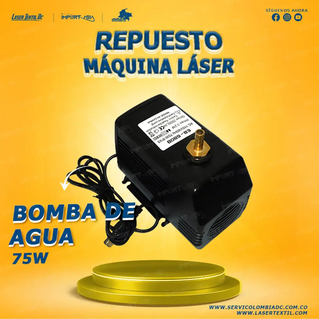 Bomba de agua 3000 l/h para tubo láser Co2 40-60w