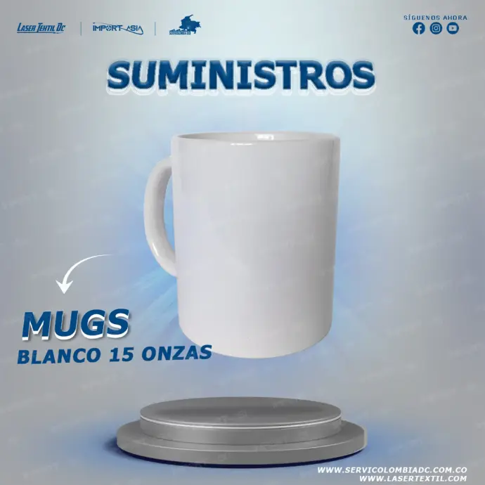 Mug blanco tradicional de 15 oz