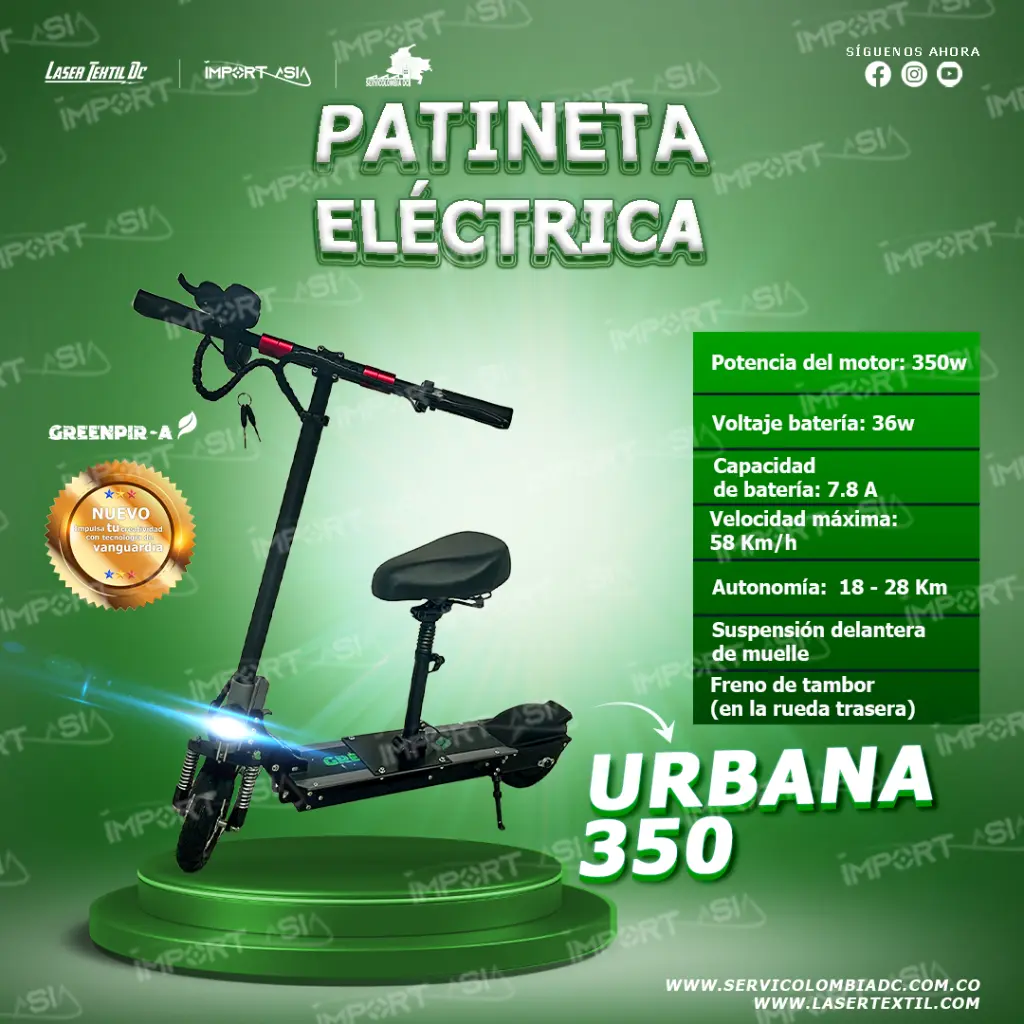 Patineta eléctrica  Greenpir-A 36V 21A 800W