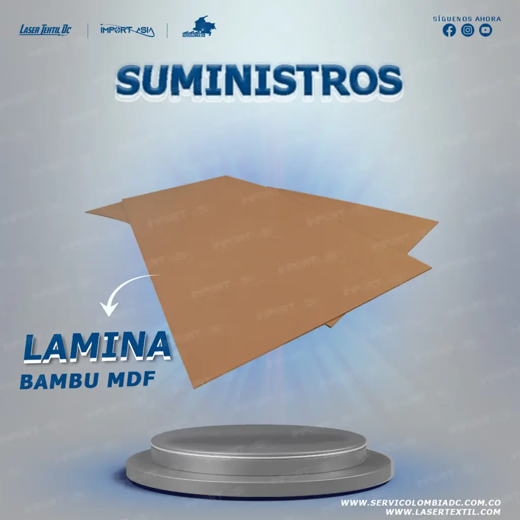 Lámina de MDF Bambú 1.22 x 2.44 de 2 mm