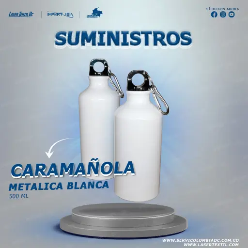 Caramañola metálica blanca 500ml sublimable 