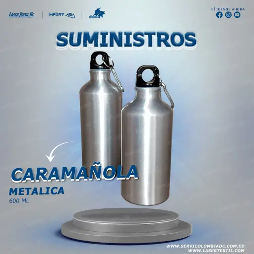 [600MLPLA] Caramañola metálica plateada 600 ml sublimable