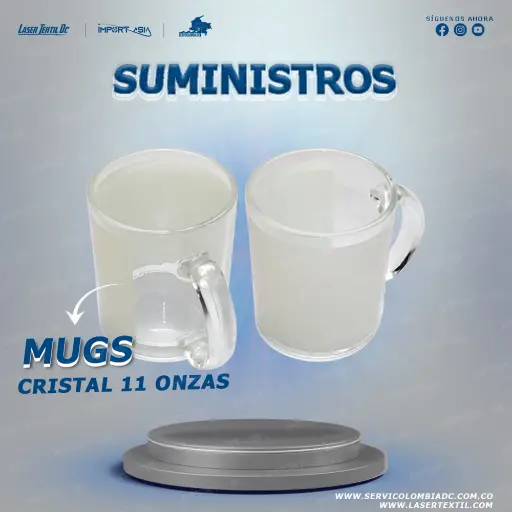 [MUGCRISTAL11OZ] Mug de cristal con recuadro blanco para sublimación 11 oz