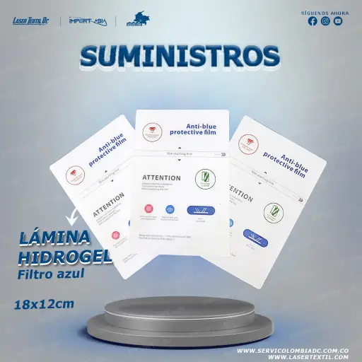 Lámina de Hidrogel para protección de pantallas con filtro azul