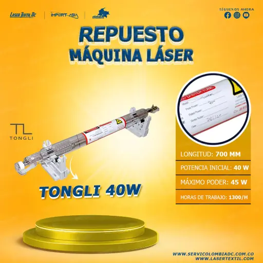 [TONGLI-40W] Tubo láser Co2 40w Tongli