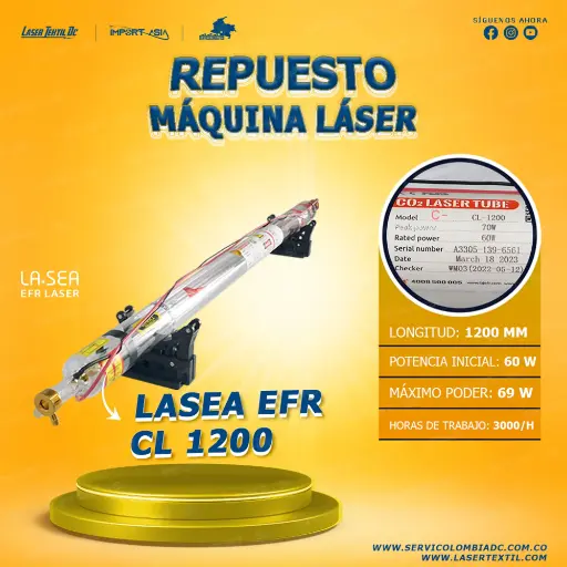 [EFRCL1200-60W] Tubo láser Co2 60w EFR CL1200