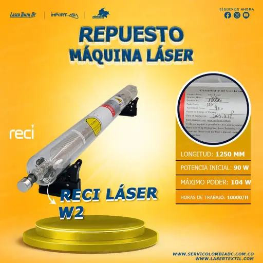 [RECIW2-90W] Tubo láser Co2 90w Reci W2