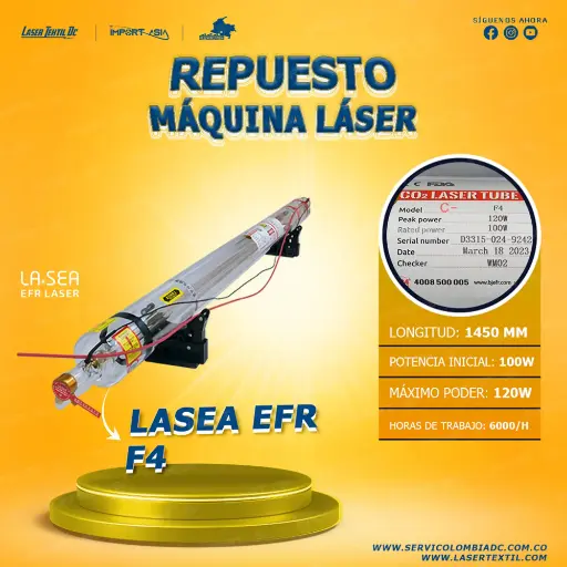 [EFR-F4-100W] Tubo láser Co2 100w EFR F4